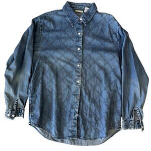 VTG 90s Cabin Creek Women's Denim 100% Cotton Button-Up Shirt Large